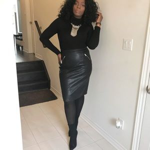 Zara Black Faux Leather Skirt